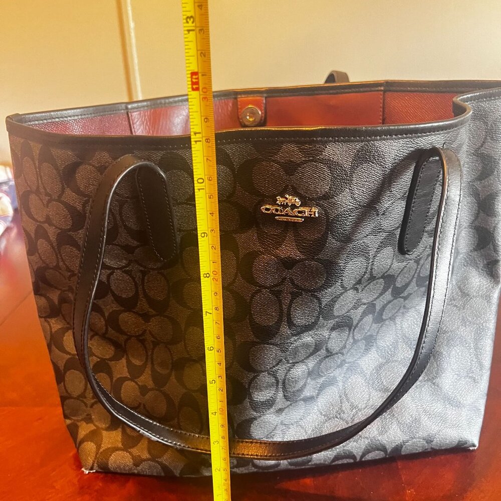Coach City Tote Signature Canvas Black Shoulder Bag large‎ tote bag - Picture 7 of 13